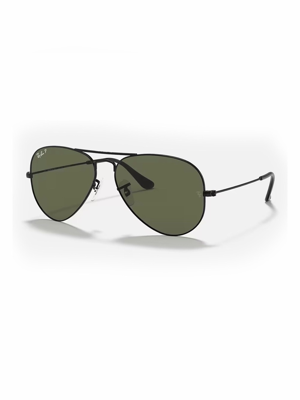 Ray-Ban Aviator Sunglasses Polarized - Black Frame with Green Lenses and Red Cas